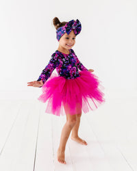 Baby Kids Bamboo Pajamas — Midnight Bloom Tulle Tutu Dress — Image 1