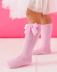 Baby Kids Bamboo Pajamas — Bamboo Pointelle Bow Socks — Image 1