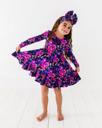 Baby Kids Bamboo Pajamas — Midnight Bloom Girls Dress — Image 1
