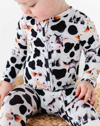 Baby Kids Bamboo Pajamas — In a Good Moo-D Footie — Image 1