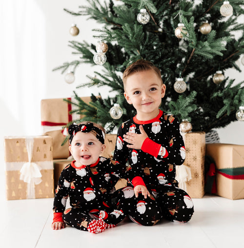 Baby Kids Bamboo Pajamas — Snow Ho Ho Footie — Image 15