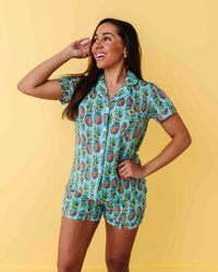 Baby Kids Bamboo Pajamas — Feelin' Pine Women's Collar Shirt & Shorts Set — Image 1