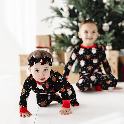 Baby Kids Bamboo Pajamas — Snow Ho Ho Footie — Image 22