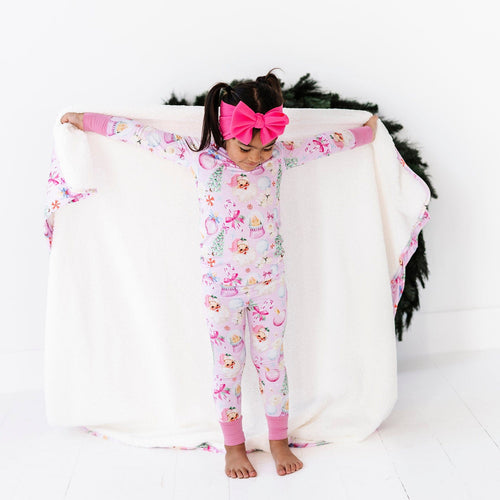 Baby Kids Bamboo Pajamas — Merry Little Pinkmas Two-Piece Pajama Set — Image 7