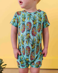 Baby Kids Bamboo Pajamas — Feelin' Pine Shortie Romper — Image 1