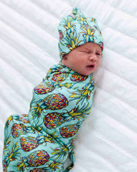 Baby Kids Bamboo Pajamas — Feelin' Pine Swaddle Beanie Set — Image 1