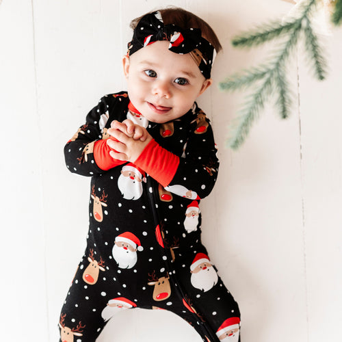 Baby Kids Bamboo Pajamas — Snow Ho Ho Footie — Image 14