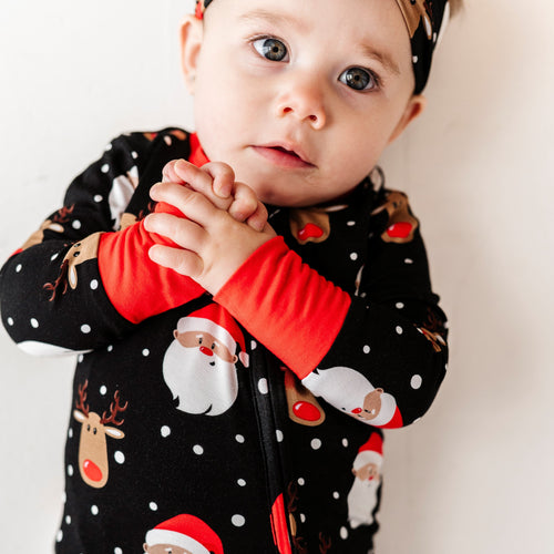 Baby Kids Bamboo Pajamas — Snow Ho Ho Footie — Image 20