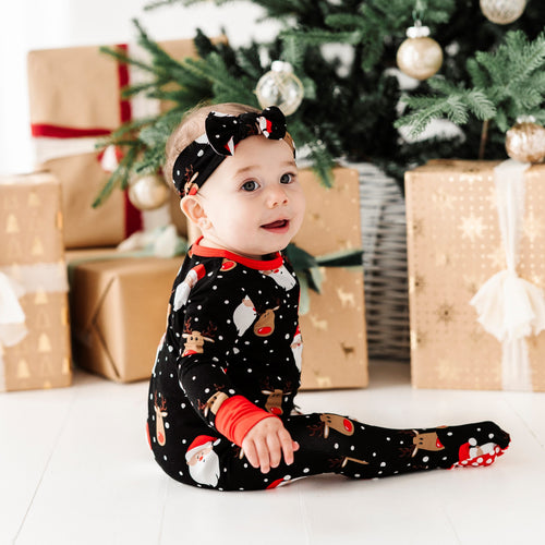 Baby Kids Bamboo Pajamas — Snow Ho Ho Footie — Image 12
