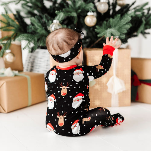 Baby Kids Bamboo Pajamas — Snow Ho Ho Footie — Image 16