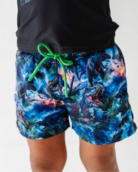 Baby Kids Bamboo Pajamas — Rex-tra Wild Swim Shorts — Image 1