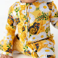 Baby Kids Bamboo Pajamas — Make Your Monarch Ruffle Footie — Image 1