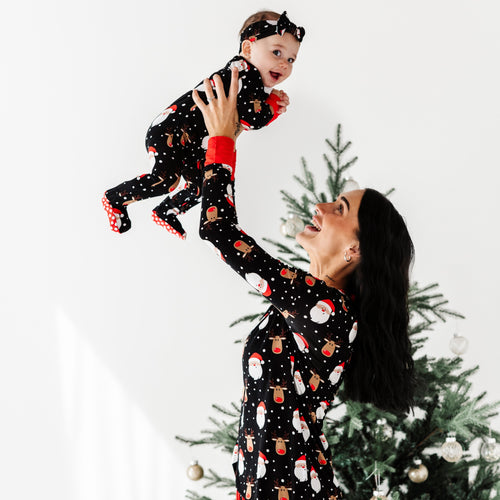 Baby Kids Bamboo Pajamas — Snow Ho Ho Women's Long Sleeve V-Neck Shirt — Image 11