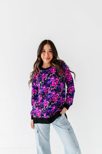 Baby Kids Bamboo Pajamas — Midnight Bloom Women's Crew Neck Sweatshirt — Image 1