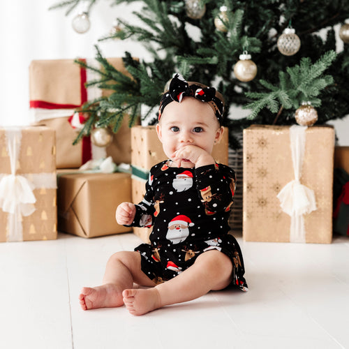 Baby Kids Bamboo Pajamas — Snow Ho Ho Ruffle Dress — Image 21
