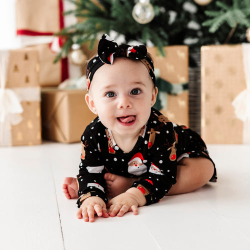 Baby Kids Bamboo Pajamas — Snow Ho Ho Ruffle Dress — Image 23