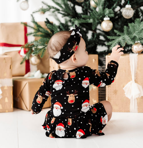 Baby Kids Bamboo Pajamas — Snow Ho Ho Ruffle Dress — Image 24