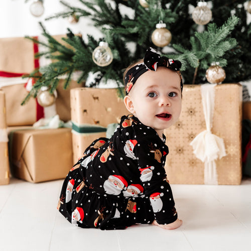 Baby Kids Bamboo Pajamas — Snow Ho Ho Ruffle Dress — Image 22
