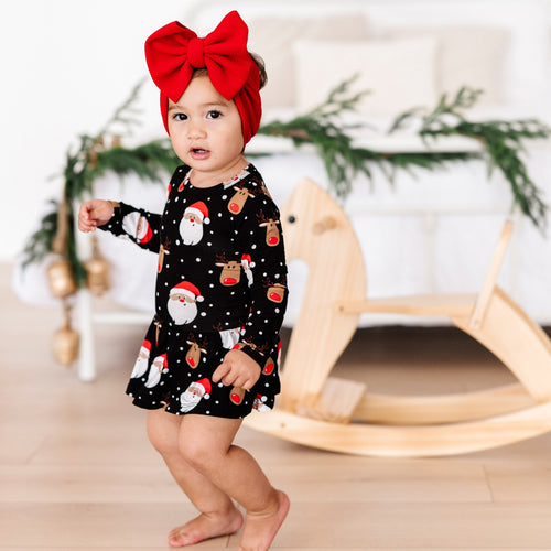 Baby Kids Bamboo Pajamas — Snow Ho Ho Ruffle Dress — Image 15