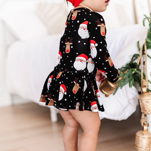 Baby Kids Bamboo Pajamas — Snow Ho Ho Ruffle Dress — Image 19