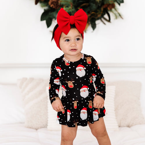 Baby Kids Bamboo Pajamas — Snow Ho Ho Ruffle Dress — Image 12