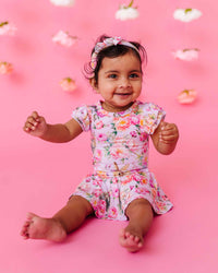 Baby Kids Bamboo Pajamas — Somebunny Special Ruffle Dress — Image 1