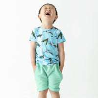 Baby Kids Bamboo Pajamas — Turtley Awesome T-shirt & Shorts Set — Image 1