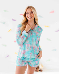 Baby Kids Bamboo Pajamas — For What It's Earth Women's Collar Shirt & Shorts Set — Image 1
