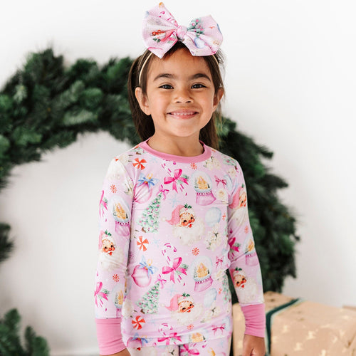 Baby Kids Bamboo Pajamas — Merry Little Pinkmas Two-Piece Pajama Set — Image 10