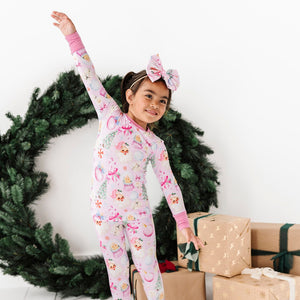 Baby Kids Bamboo Pajamas — Merry Little Pinkmas Two-Piece Pajama Set — Image 1