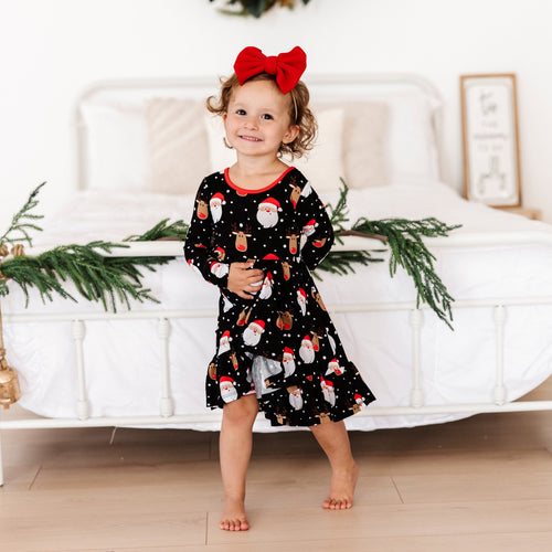 Baby Kids Bamboo Pajamas — Snow Ho Ho Girls Dress and Shorts Set — Image 12