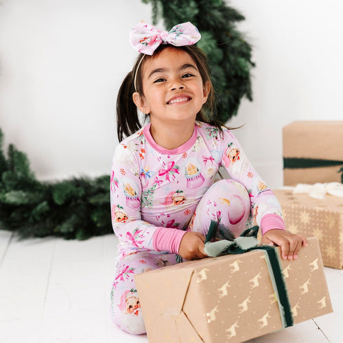 Baby Kids Bamboo Pajamas — Merry Little Pinkmas Two-Piece Pajama Set — Image 6
