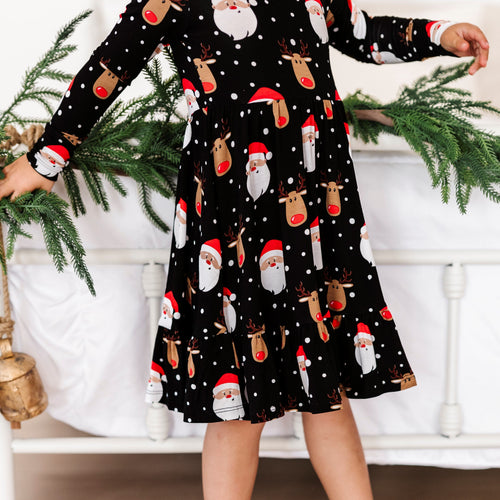 Baby Kids Bamboo Pajamas — Snow Ho Ho Girls Dress and Shorts Set — Image 9