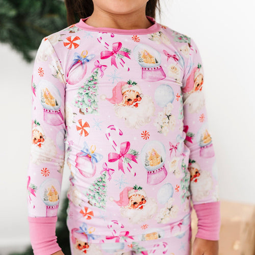 Baby Kids Bamboo Pajamas — Merry Little Pinkmas Two-Piece Pajama Set — Image 4