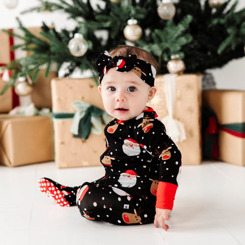 Baby Kids Bamboo Pajamas — Snow Ho Ho Headwrap — Image 15