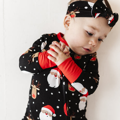 Baby Kids Bamboo Pajamas — Snow Ho Ho Headwrap — Image 13