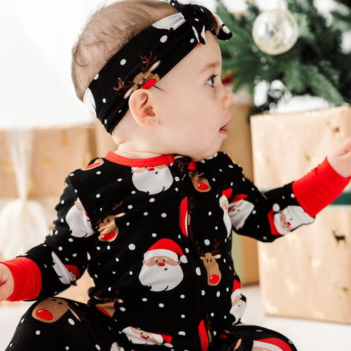 Baby Kids Bamboo Pajamas — Snow Ho Ho Headwrap — Image 14