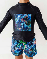 Baby Kids Bamboo Pajamas — Rex-tra Wild Long Sleeve Rash Guard — Image 1