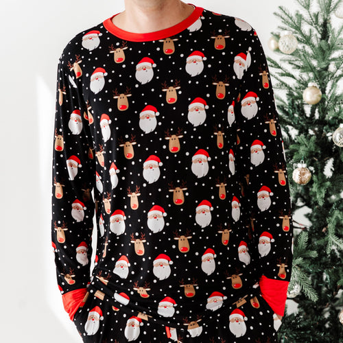 Baby Kids Bamboo Pajamas — Snow Ho Ho Men's Shirt — Image 16