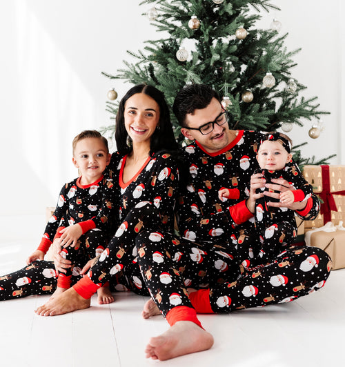 Baby Kids Bamboo Pajamas — Snow Ho Ho Women's Long Sleeve V-Neck Shirt — Image 15