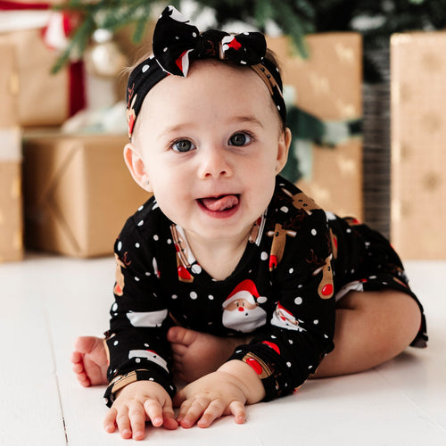 Baby Kids Bamboo Pajamas — Snow Ho Ho Headwrap — Image 16