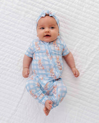 Baby Kids Bamboo Pajamas — Cottontail Cutie Short Sleeve Romper — Image 1