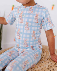 Baby Kids Bamboo Pajamas — Cottontail Cutie Short Sleeve Two-Piece Pajama Set — Image 1