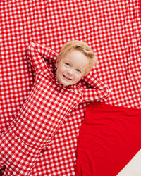 Baby Kids Bamboo Pajamas — Country Checked Bum Bum Blanket — Image 1