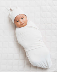 Baby Kids Bamboo Pajamas — Cream Puff Swaddle & Beanie Set — Image 1