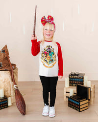 Baby Kids Bamboo Pajamas — Harry Potter™ Hogwarts Long Sleeve Raglan T-Shirt — Image 1