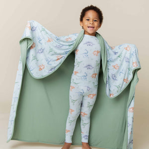 Baby Kids Bamboo Pajamas — Cuddle-saurus Bum Bum Blanket — Image 1
