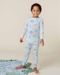 Baby Kids Bamboo Pajamas — Cuddle-saurus Long Sleeve Pajama Set — Image 1
