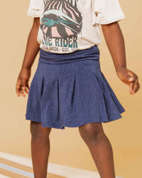 Baby Kids Bamboo Pajamas — Dark Denim Girls Skort — Image 1