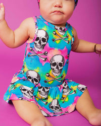 Baby Kids Bamboo Pajamas — Dead Serious Racer Back Ruffle Dress — Image 1